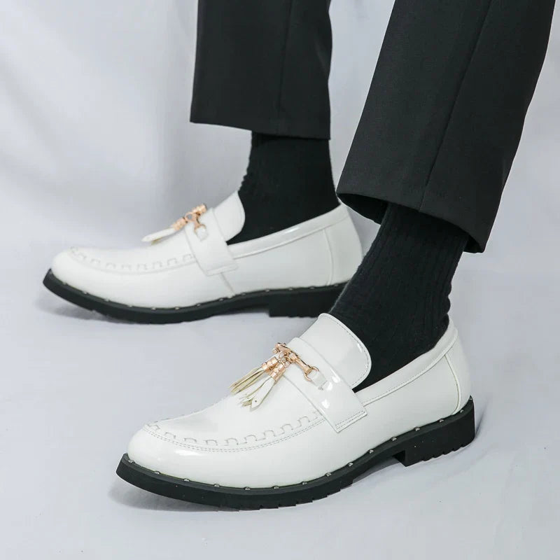 White Tassel Men's Loafers Classic Casual Men Leather Shoes Comfort Slip-on Shoes for Men Plus Size 46 Business Men Social Shoes