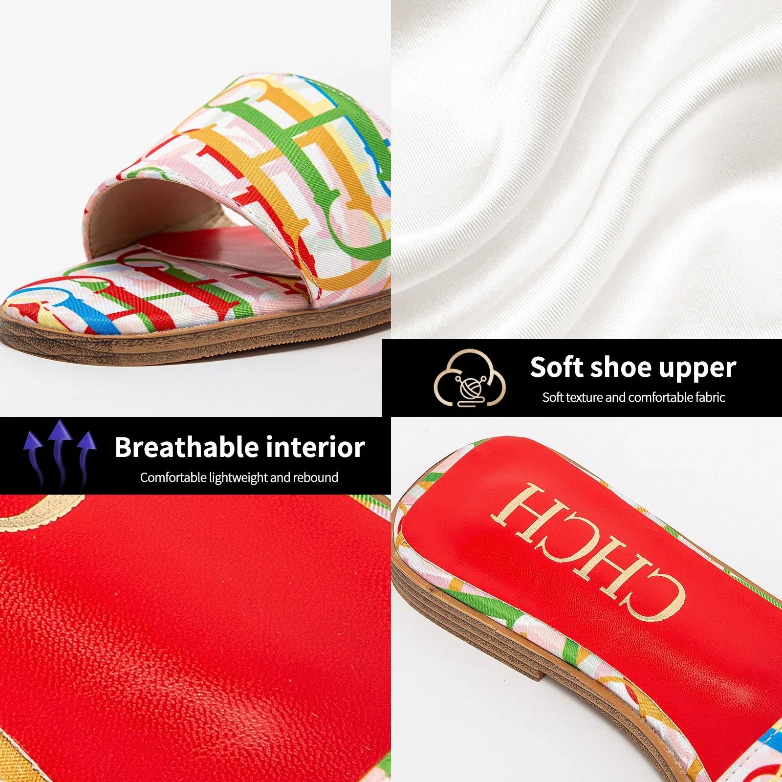 Fashionable Retro Design New Women's Shoes Summer Casual Color Blocking Design Non Slip Sandals Slippers Letter Slippers