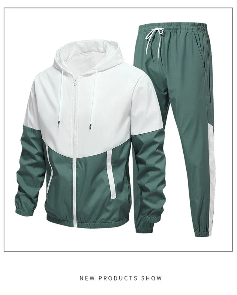 CHRLCK Men's Running Sportswear Suits Breathable Clothes Sports Joggers Training Gym Fitness Tracksuit Sets Men