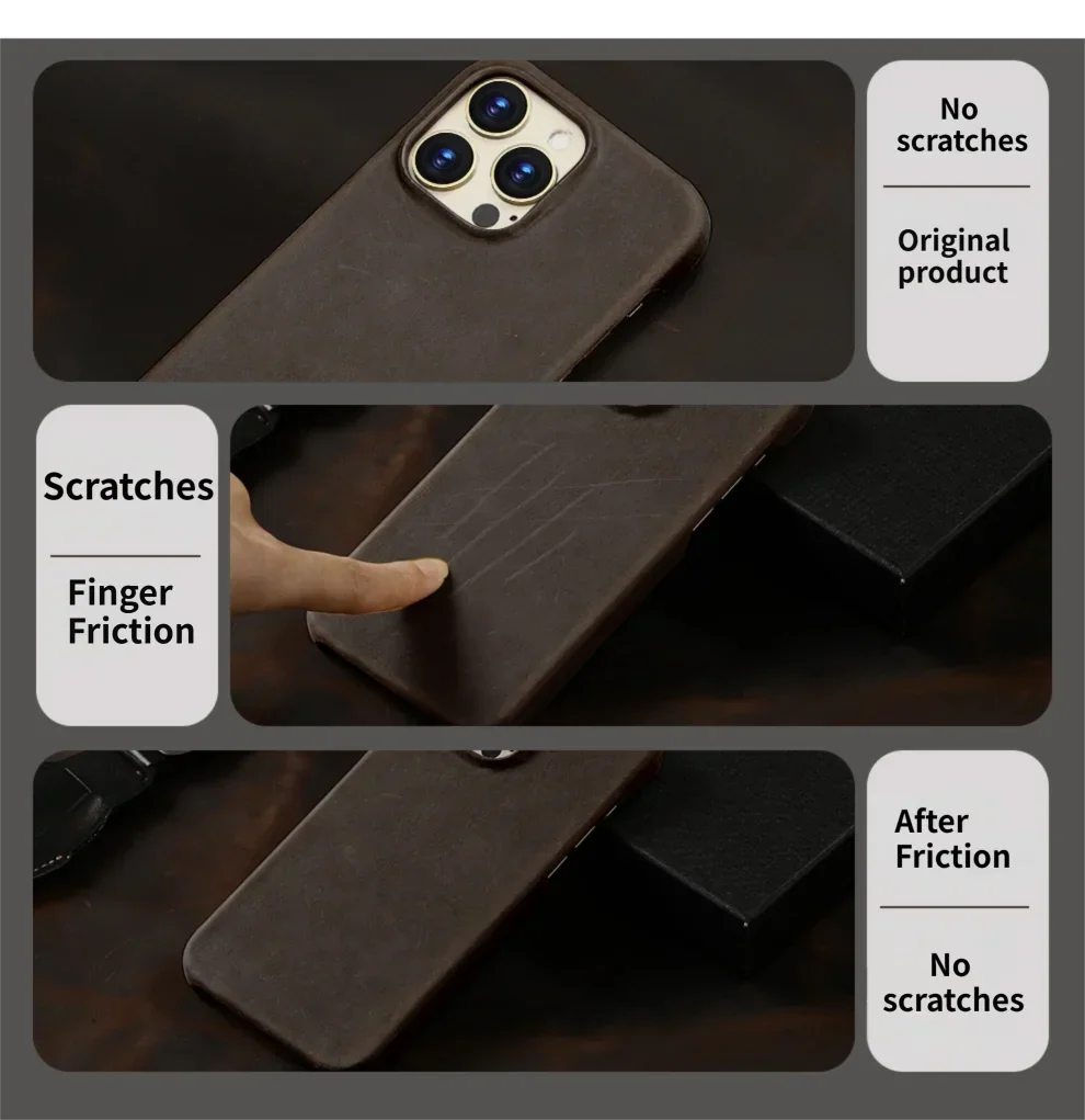 for Magsafe Case for iPhone 15 16 17 Pro Max Air Retro Luxury Full Grain Cowhide Genuine Oiled PULL-UP Leather Magnetic Cover