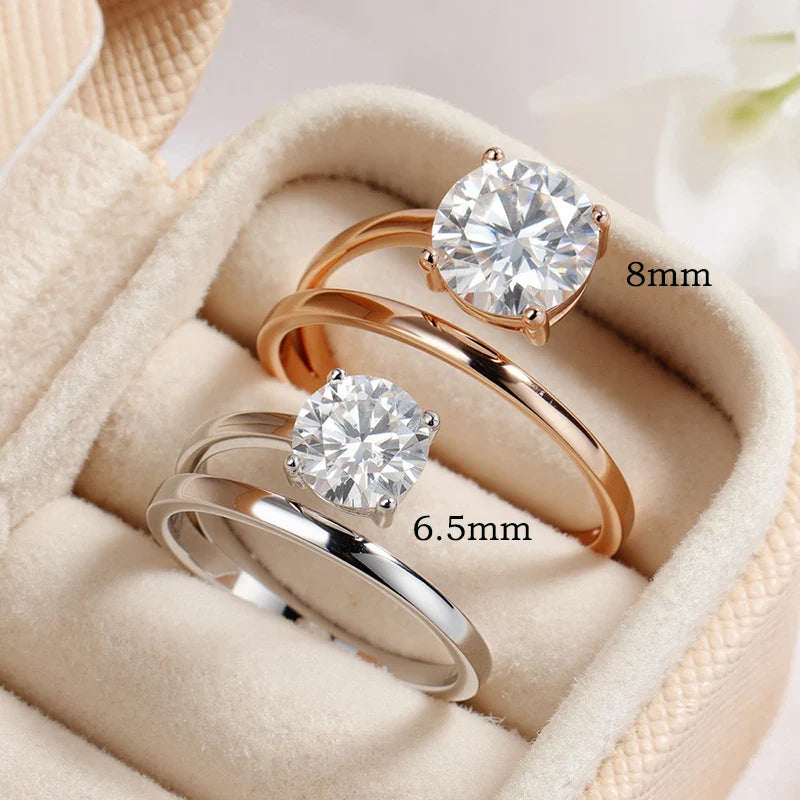 1CT 2CT Certified Moissanite Rings for Women Sparkling Brilliant Cut Wedding Bands 100% Real 925 Pure Silver Jewelry