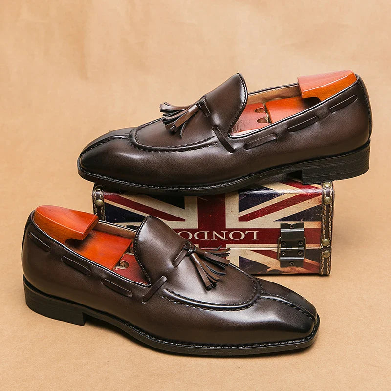Fashion Shoe Office Shoes for Men Casual Shoes Breathable Leather Loafers Mens Driving Moccasins Comfortable Slip on 2023 Brown