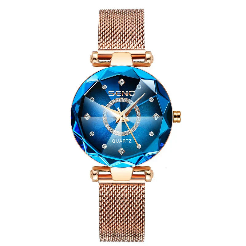 Ocean Star Women Crystal Watch 2025 Top Brand Luxury Rose Gold Women Bracelet Watch For Ladies Wrist Watch Relogio Feminino