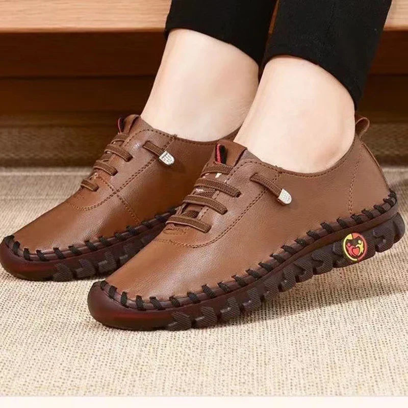 أحذية رياضية نسائية جلدية كاجوال مسطحة ومريحة سهلة الارتداء "Zapatillas De Mujer"