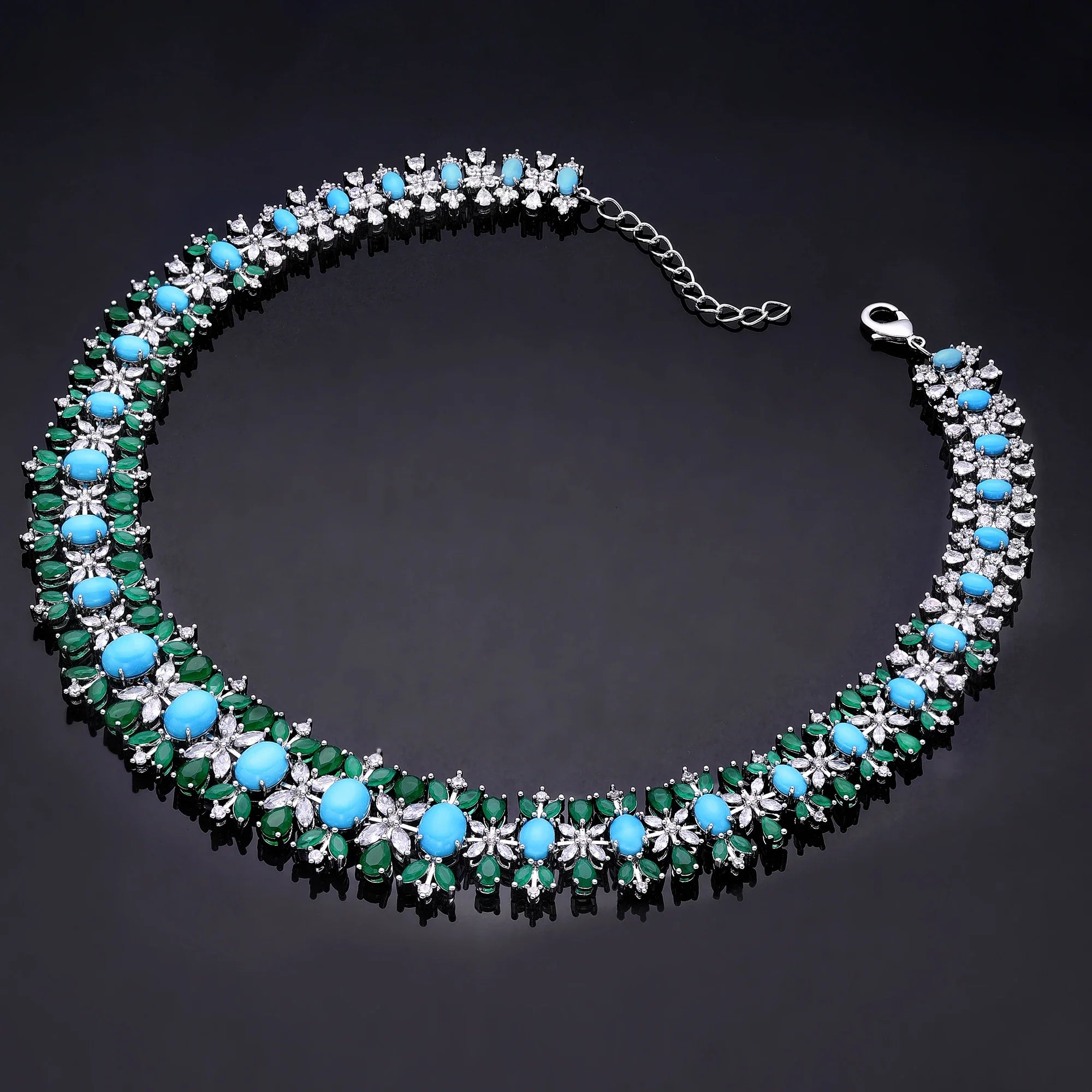 2023 New Fashion 4-Piece Turquoise Dubai Women's Wedding Jewelry Set Nigeria Africa Necklace Earring Set