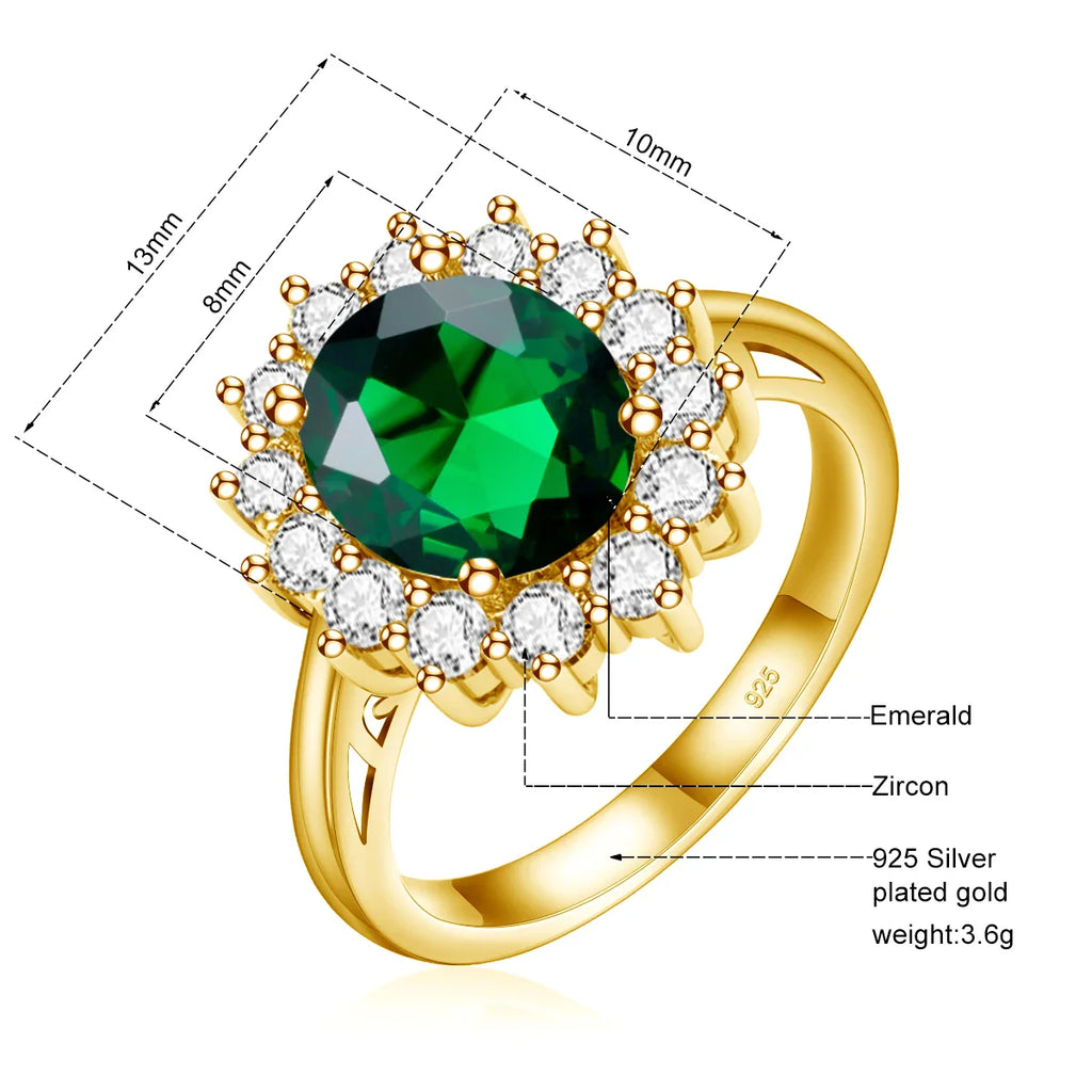 Princess Diana Gold Emerald Ring Women Oval Stone 8*10mm Trending Victoria Jewelry luxury Engagement Gift High Quality