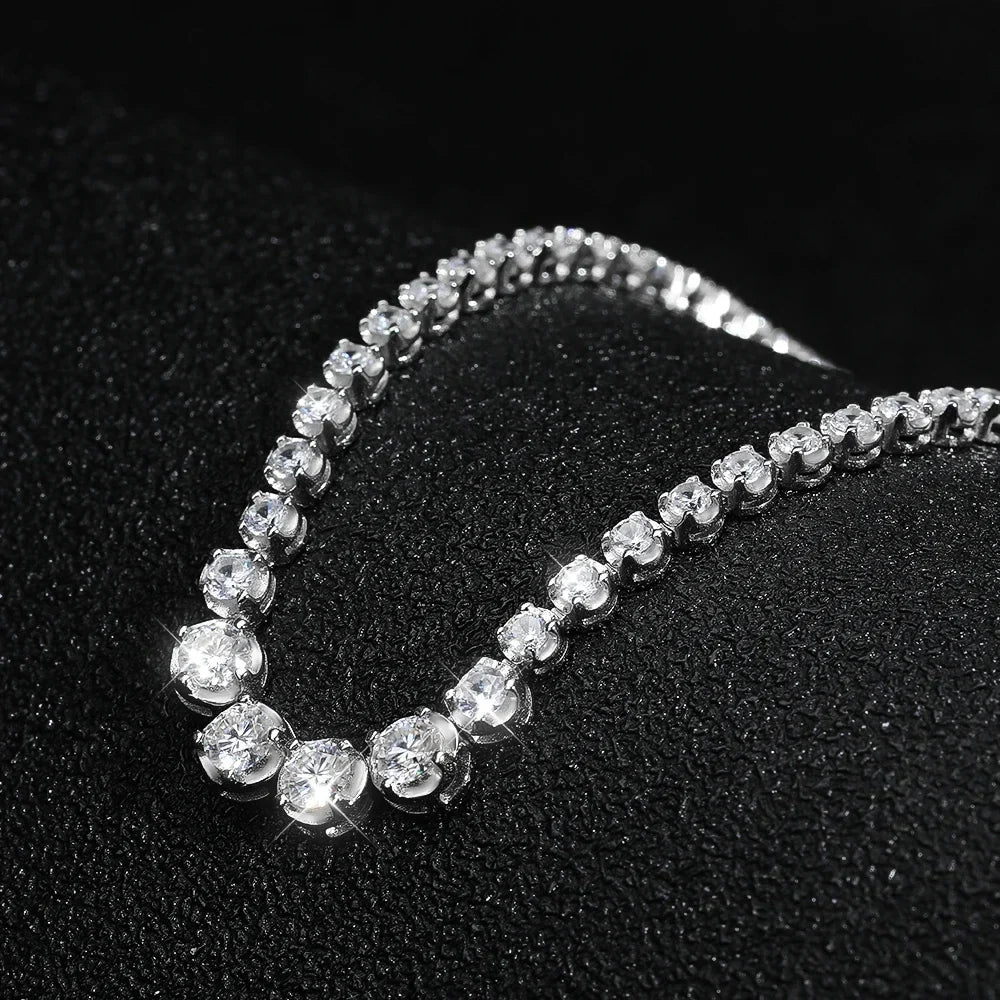 1.2CT Moissanite Tennis Necklace 925 Sterling Silver 18K Gold Plated Gradient High Carbon Diamond Necklaces for Women Adjustable