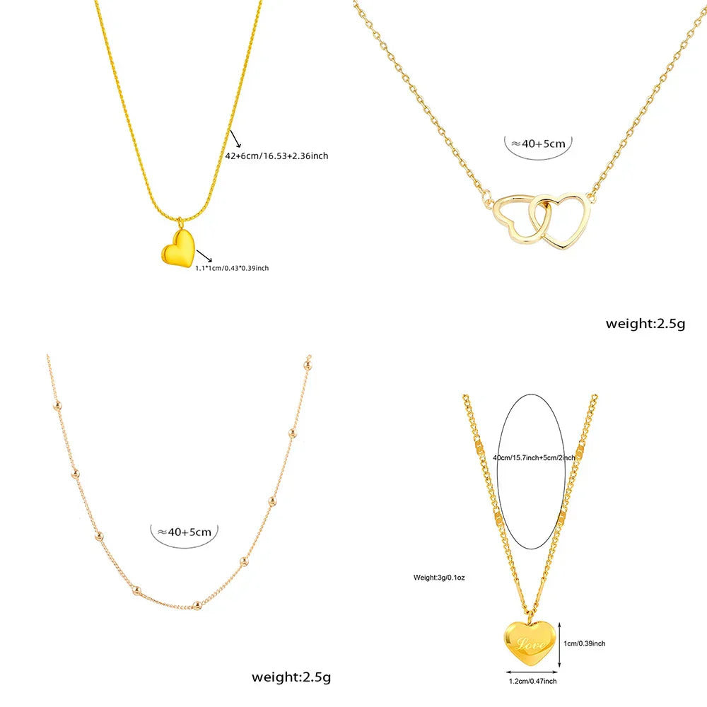 316L Stainless Steel Simple Heart Love Circular Tassel Necklace Lady Trend Fashion Clavicle Chain Jewelry Glamorous Gift