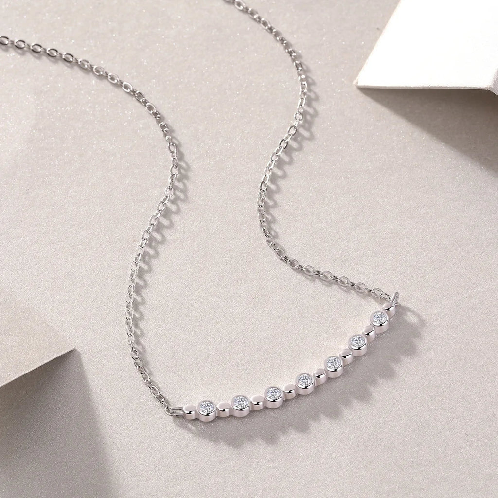 Full 0.065CT D Color Moissanite Pendant Necklace for Women Lady S925 Silver All Diamond Neck Chain Necklaces Wholesale Gift