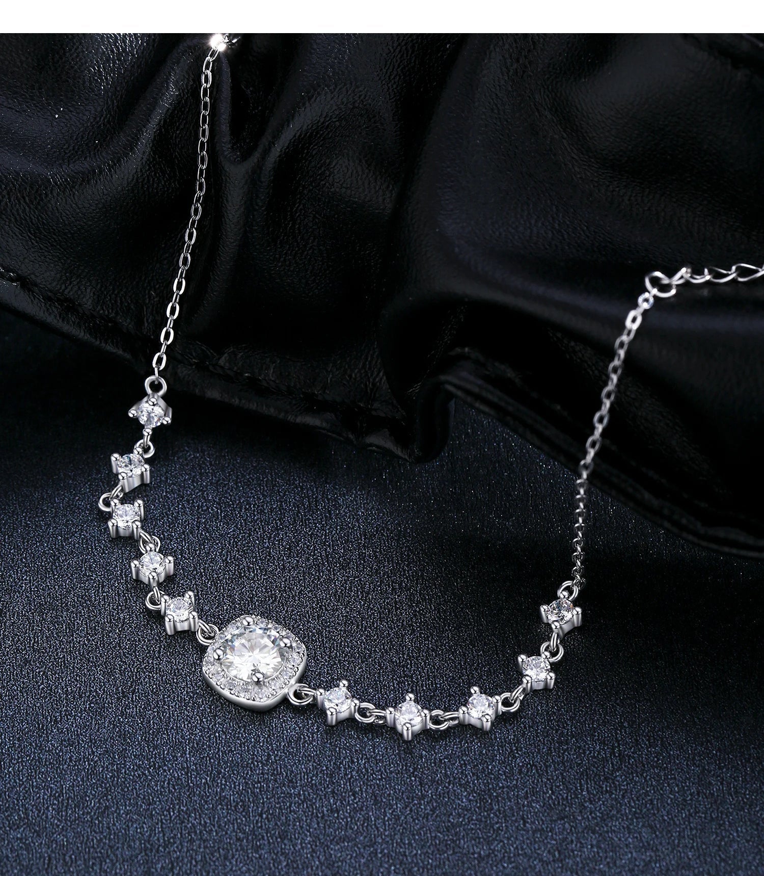 0.8CT D Color Moissanite Luxury Bracelet 925 Sterling Silver Halo Bracelet For Women Bridal Wedding Statement Jewelry