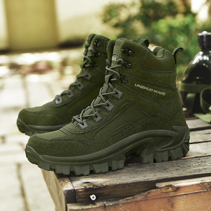 Outdoor boots, hiking shoes, hiking high top shoes, men's shoes, anti slip and wear-resistant off-road sports shoes, combat boot