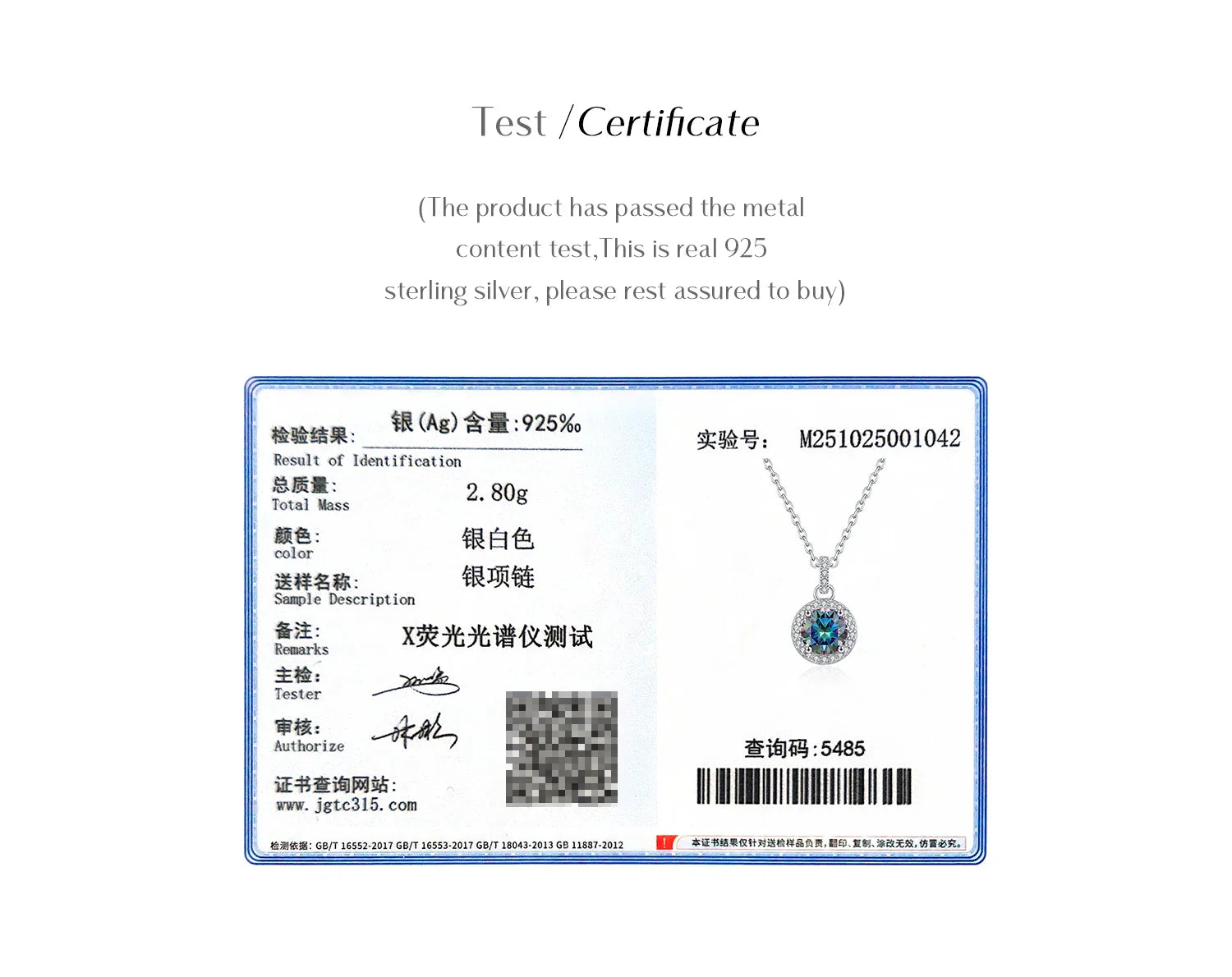 1CT Multicolor Round Moissanite Necklaces 925 Sterling Silver Luxury Classic Pendant Necklace For Women Fine Jewelry