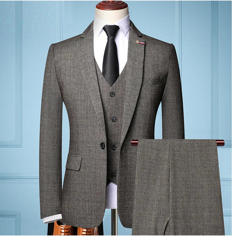 S-6XL Jacket Vest Pants Casual Plaid Retro Business Men's Suit 3Pcs or 2Pcs Set Groom Wedding Dress Blazer Waistcoat Trousers