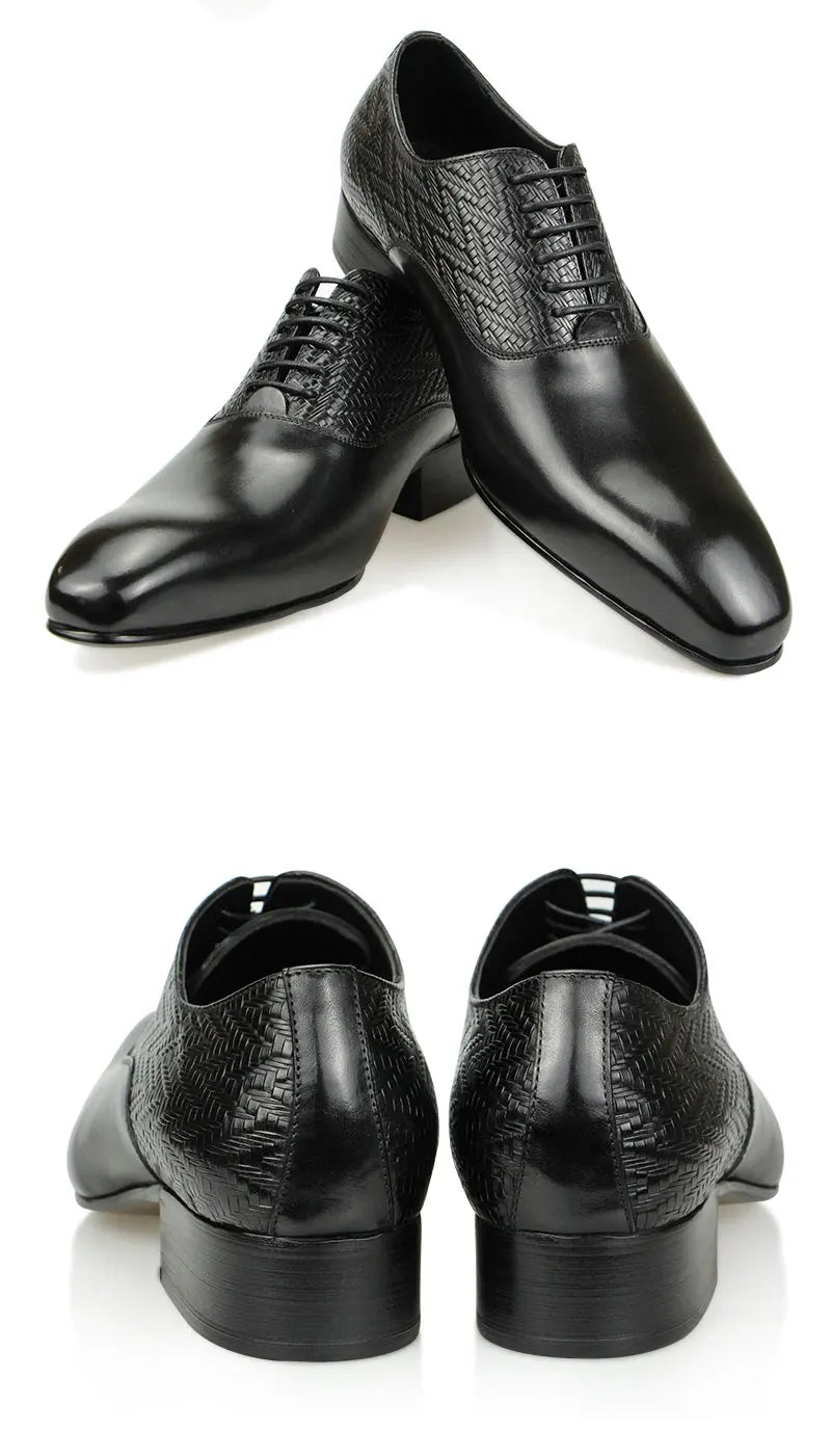 High Grade Black Leather Shoe Formal Office Oxfords Elegant Wedding Position Braid Leather Business Lace Up Men Shoes  Handmade