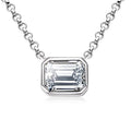 925 Sterling Silver Chains Emerald Cut Moissanite Diamond Pendant Necklace For Women cadena plata 925 original certificada