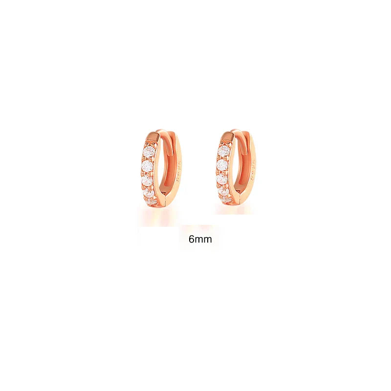 6/7/8/9 MM Cartilage Circle Earrings 925 Sterling Silver Bling CZ Huggie Hoop Earring for Women Piercing Buckle Wedding Jewelry
