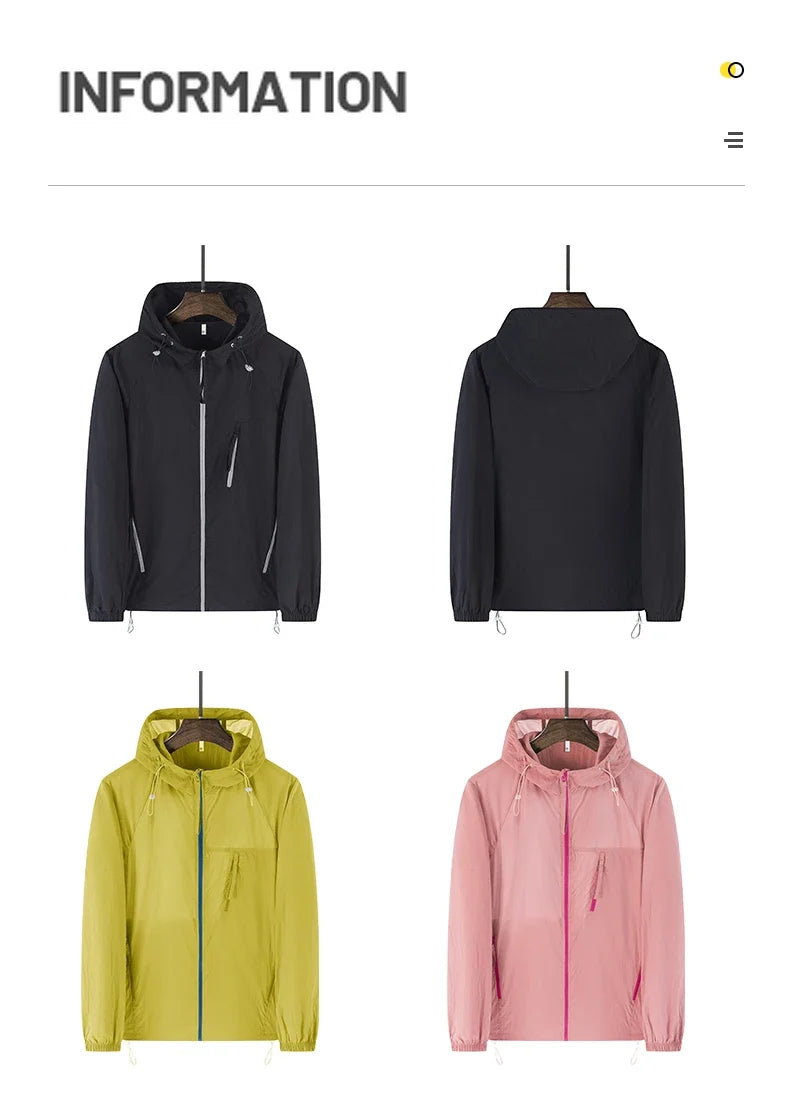 Summer Windbreaker Men Women Lightweight Sun Protection Jacket Unisex Camping Climbing Hiking Outdoor Waterproof Coat