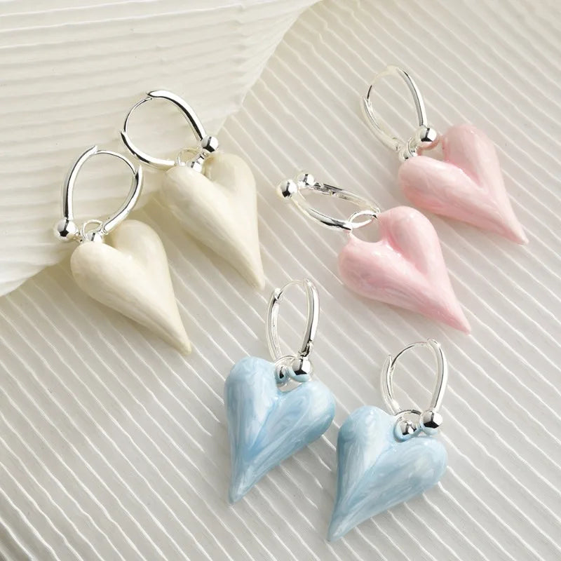 Fashion Jewelry Sweet Korean Temperament Heart Earrings For Women Party Gifts Simply Design Ear Accessories 2025 Trend New