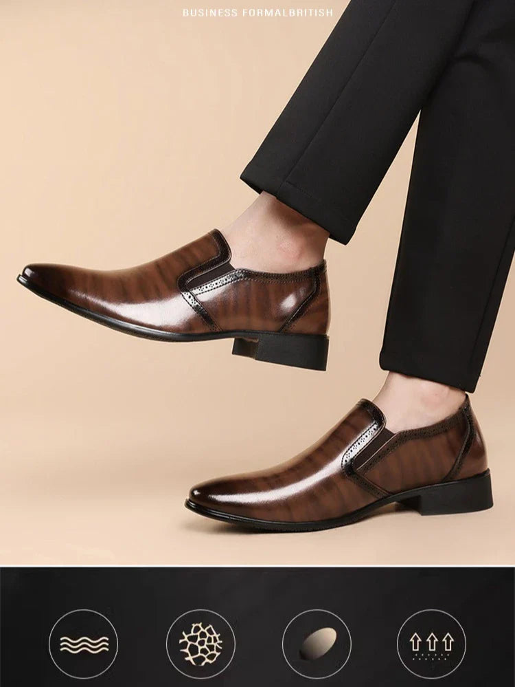 Spring Autumn New Designer Dress Shoes for Men Solid Color Fashion Formal Business Casual Leather Shoes Male
