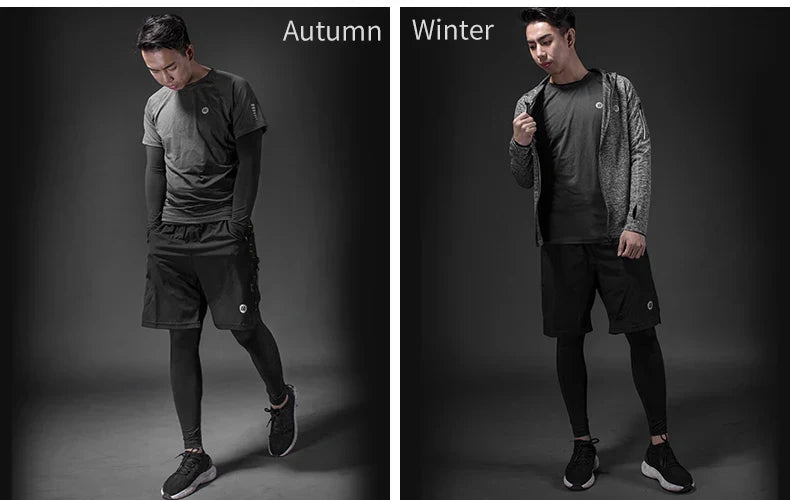 Men's Tracksuit Gym Fitness Running 5 Pcs/Set Quick Dry Sweat-absorb Compression Sport Suit Clothes Jogging Sport Wear