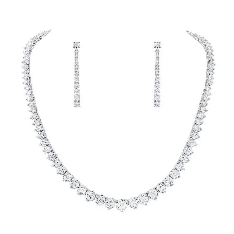 Brand New Arrival Elegant Cubic Zirconia Bridal Necklace and Drop Earring Set for Wedding or Party Jewelry Gifts