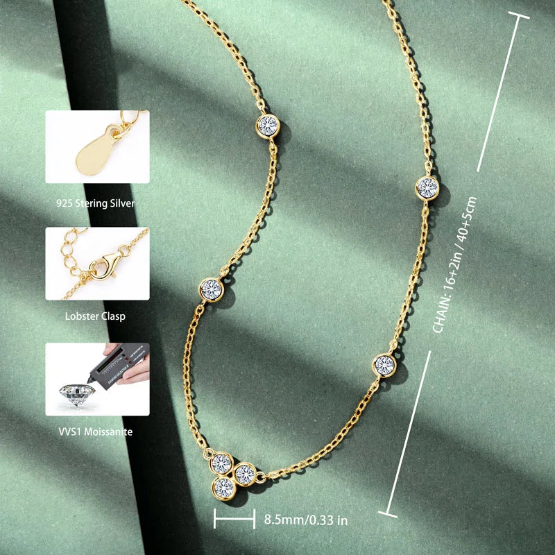 GRA Certified 3mm Moissanite Pendant Necklaces 925 Sterling Silver for Women Necklace Chains Wedding Fine Jewelry Gifts