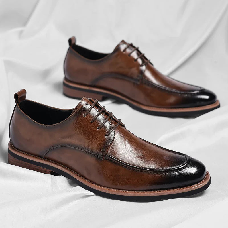 High Quality Male Oxford Shoes Leather Mens Casual Shoes Pointed Thick Bottom Business Brand Footwear Soft Comfortable Loafers
