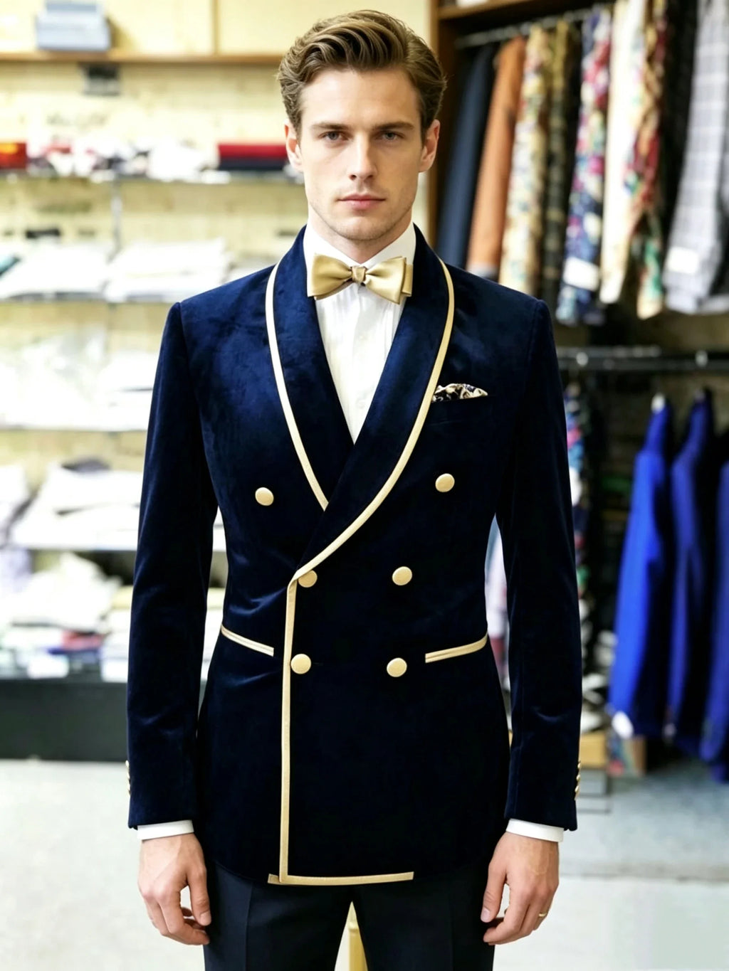 Slim Fit Velvet Men's Double Breasted Wedding Blazer Shawl Lapel Suit Jacket for Party Prom Business One Coat Outwear Outfits