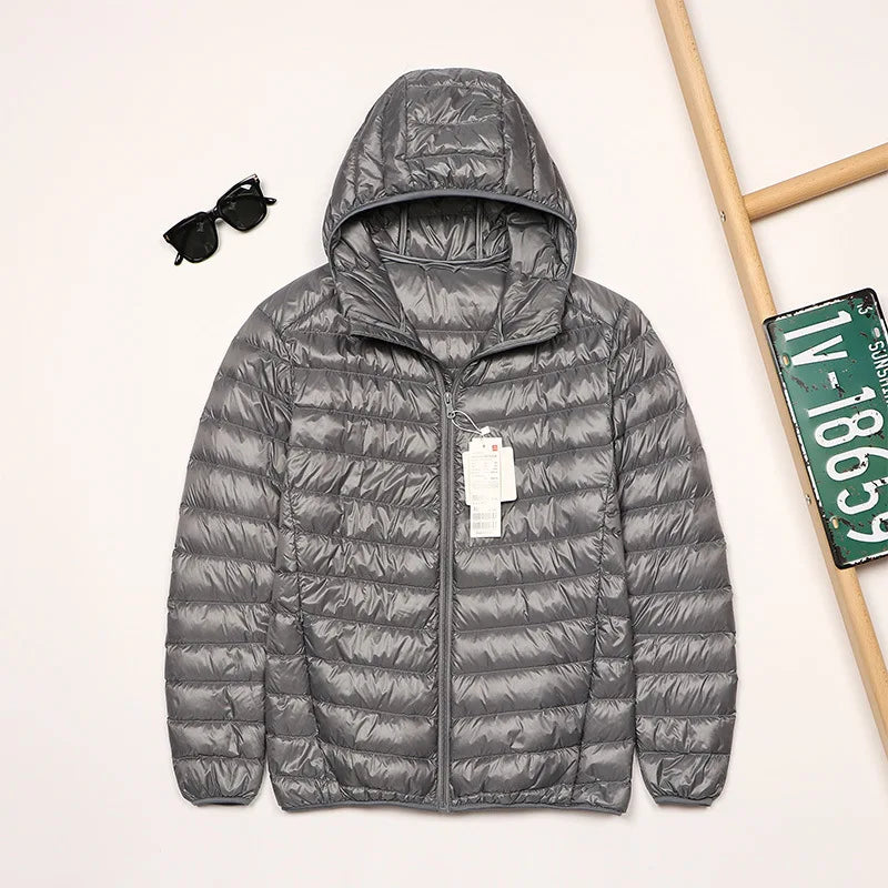 2025 Autumn and Winter New Lightweight Down Jacket Men's Short Hooded Joker Lightweight Thin White Duck Down Plus Size Coat