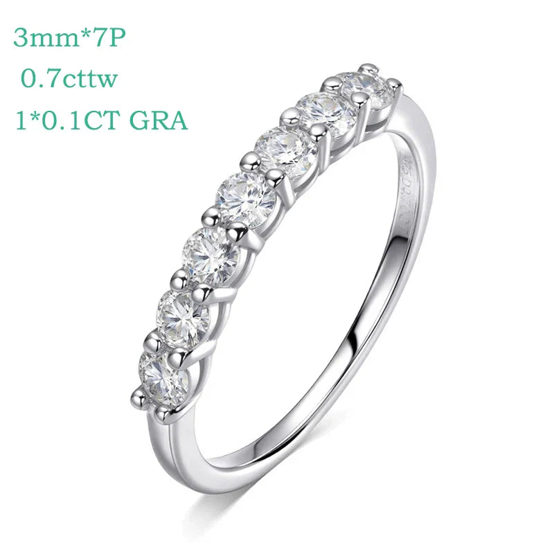 3/4mm Sparkling Moissanite Stackable Ring Certified Wedding Band for Women 100% Real Pure 925 Silver Rings Jewelry