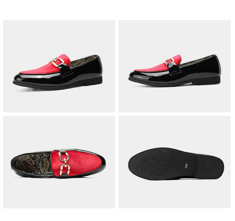 Fashion Man's Leather Shoes Party Wedding Loafers Metal Button Moccasins Men Slip-on Comfortable Driving Popular Club Flats