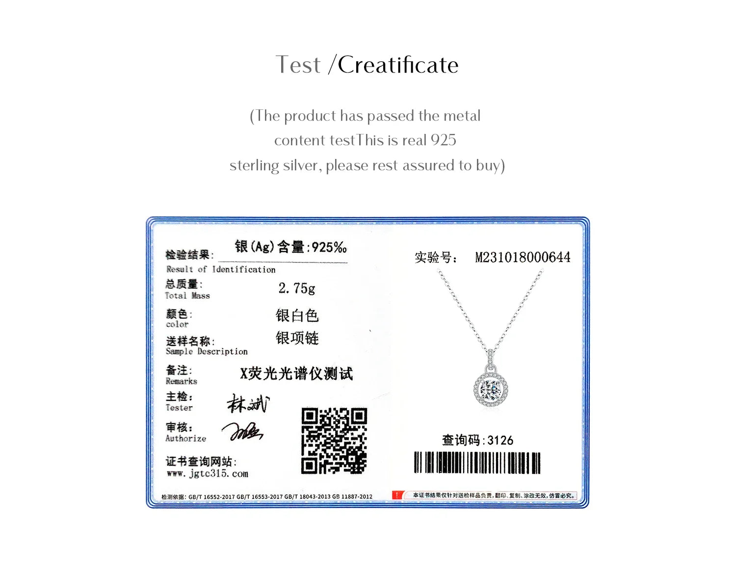 1 Carat D color Moissanite Pendant Necklace For Women 925 Sterling Silver Wedding Bridal Fine Jewelry With Certificate