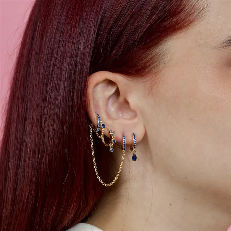 ROXI Ear Jewelry Set Water Drop Suit Earrings For Women Fashion Tassel Hoop Earring Piercing Pendientes Casual Street Jewelry