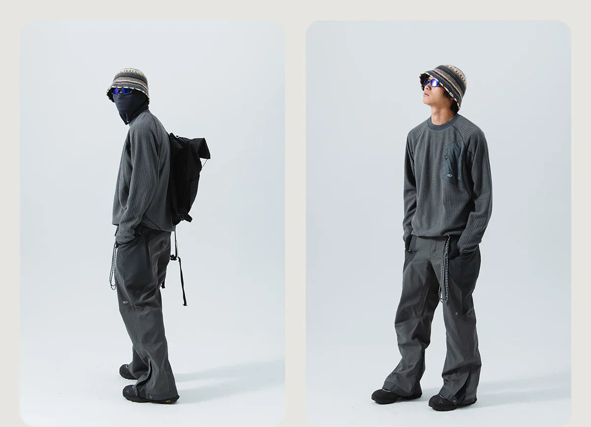 Mountain-Ready Crewneck: Engineered with Ribbed Neck, Reflective Logo, & Secure Chest Pocket for Outdoor Style Unisex