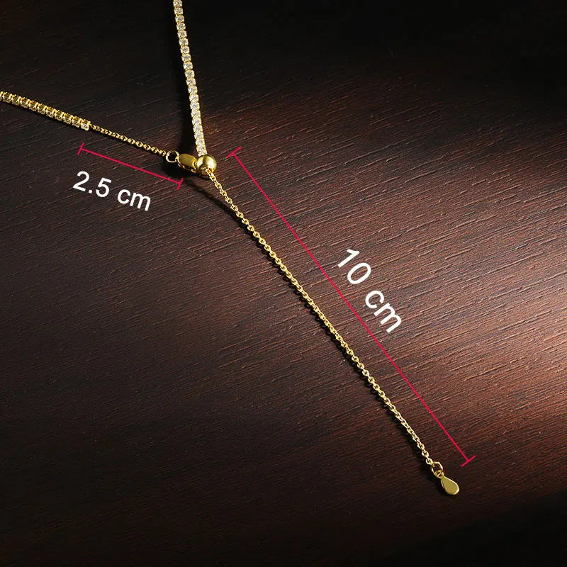 2mm Moissanite Tennis Necklaces for Women Solid s925 Silver Adjustable Choker Chain Wedding Diamond Rhinestone Necklace
