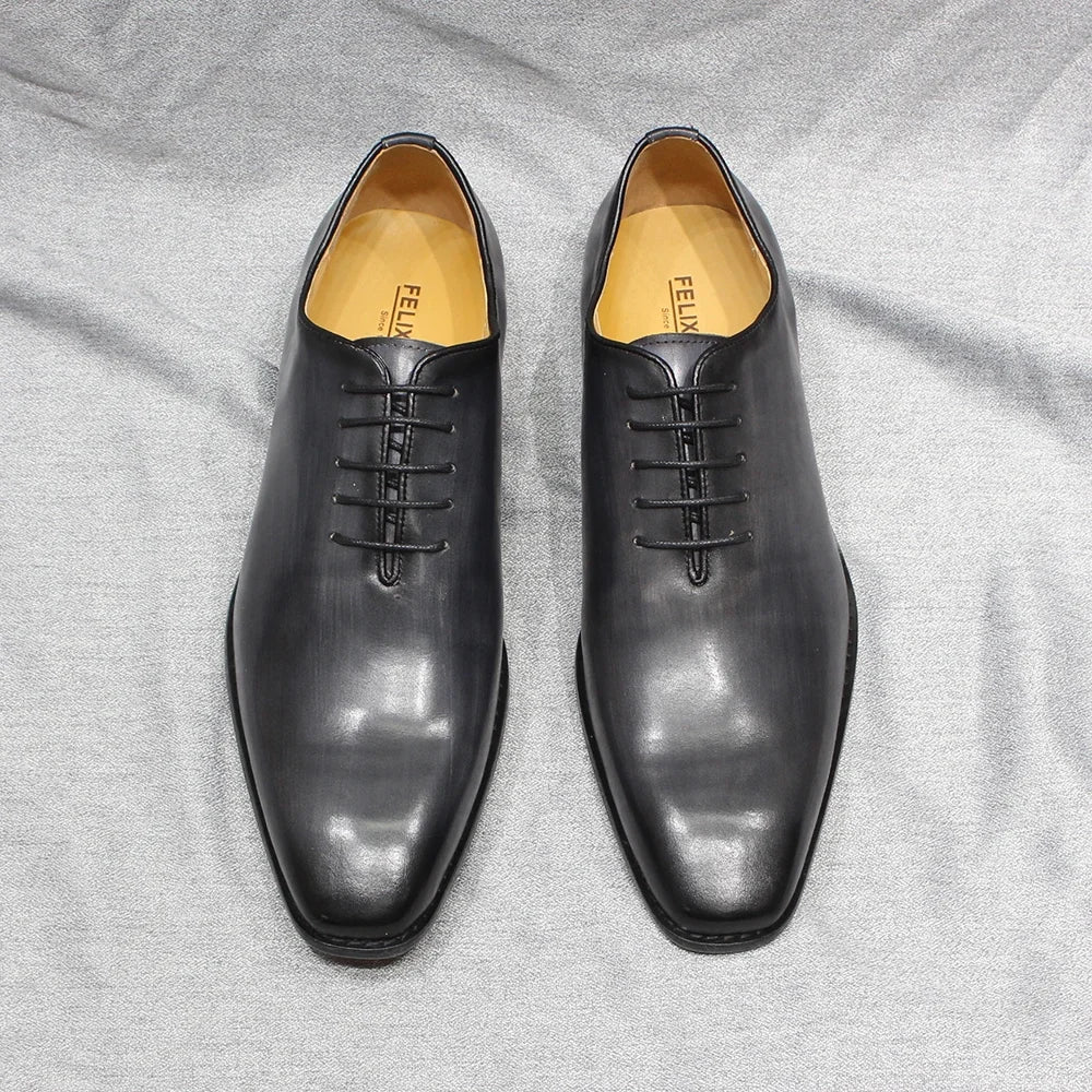Men's Classic Genuine Leather Dress Shoes – Formal Oxford Style, EU 40–48