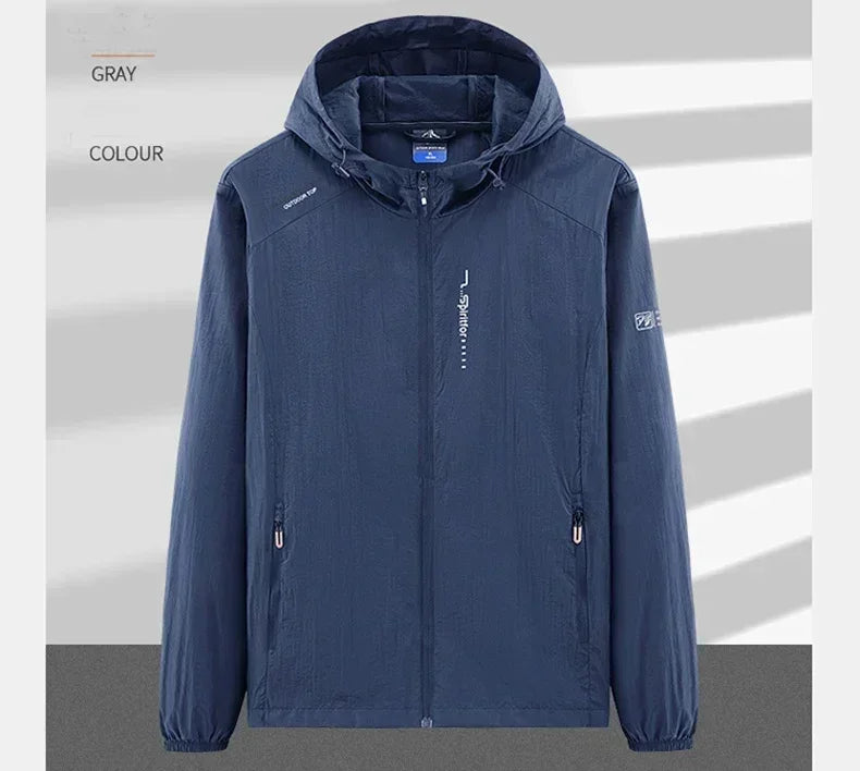 Summer Outdoor Quick Dry Sun-Protective Thin Jacket Men Hiking Fishing Cycling Hooded Gym Sport Windbreaker Ultra Light Coats