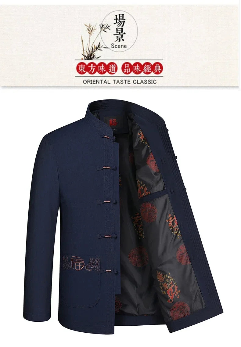 Spring and Autumn New Middle-aged and Elderly Men Father Tang Jacket Chinese Style Hanfu National Wind Grandpa Coat Jacket