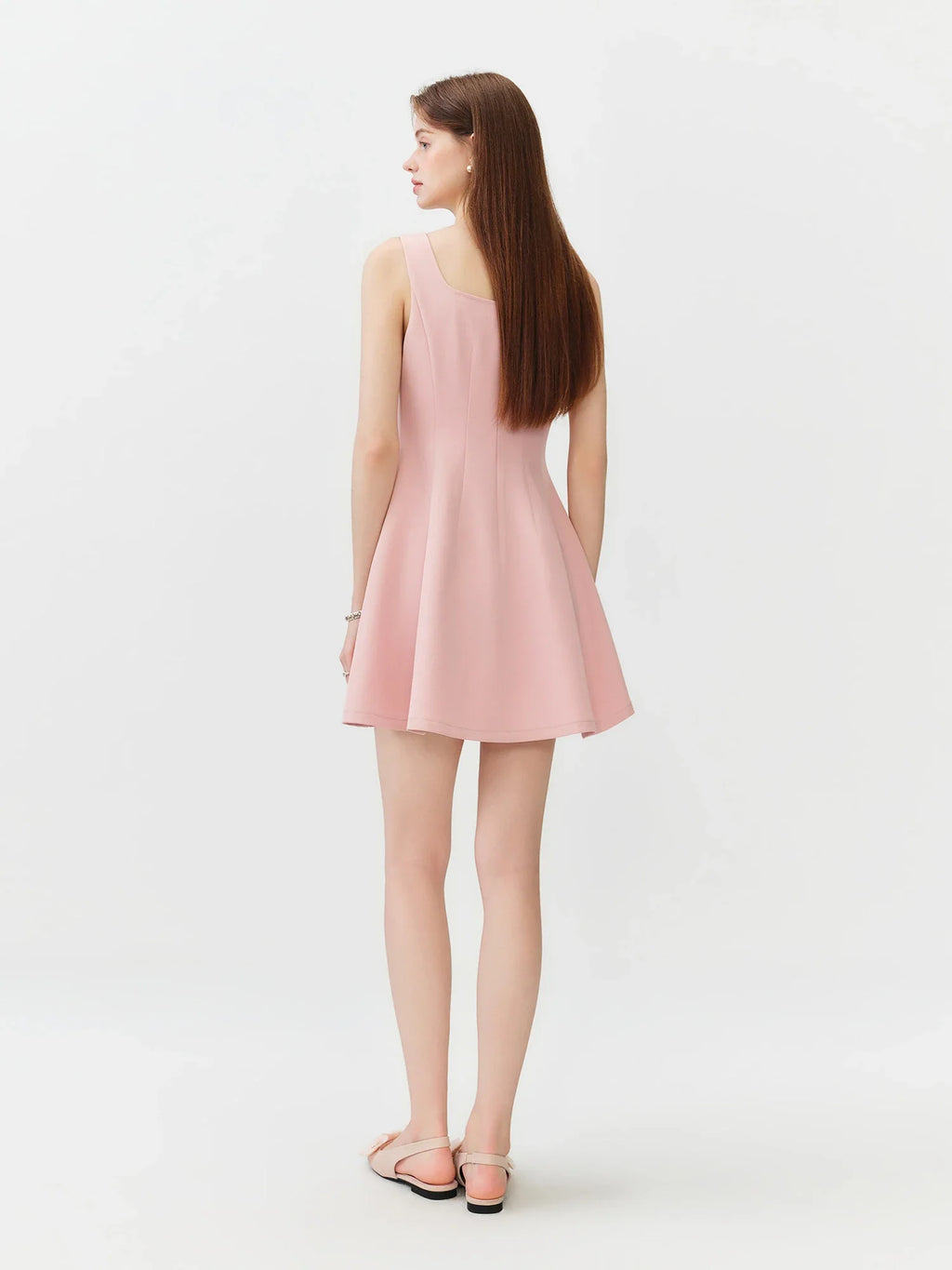 Women's 2026 Summer New Arrival French Style U-Neck Sleeveless Dress Waist-Tight Slim A-Line Flared Midi Dress Short Skirts