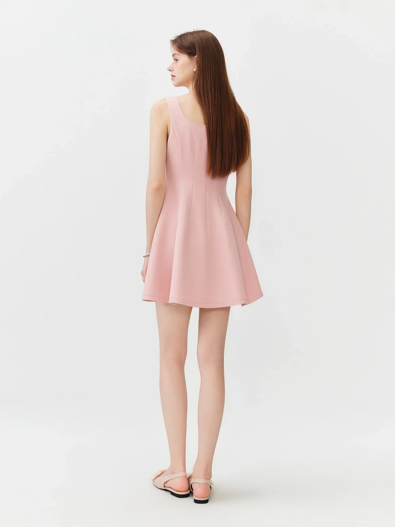 Women's 2026 Summer New Arrival French Style U-Neck Sleeveless Dress Waist-Tight Slim A-Line Flared Midi Dress Short Skirts