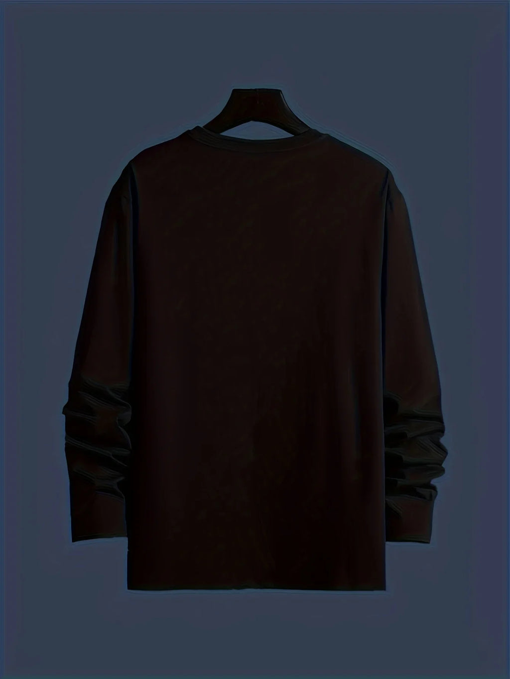 Loose Men's Solid Color Comfortable Breathable round Neck Printed Casual Trendy Long Sleeve Base Shirt for Spring Autumn Daily