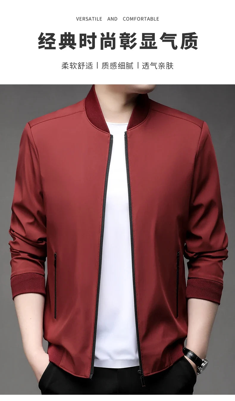 Men's High-Quality Fashion Spring Baseball Collar Business Casual Jacket Handsome Youth Coat Dad Jacket M-5XL