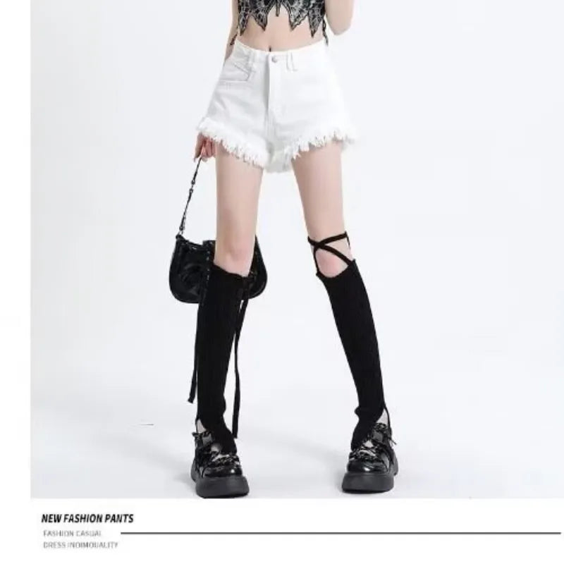 Women's Pear-shaped Friendly Denim Shorts 2026 Summer New High Waist Frayed Hem Casual Streetwear Wide Leg Hot Pants