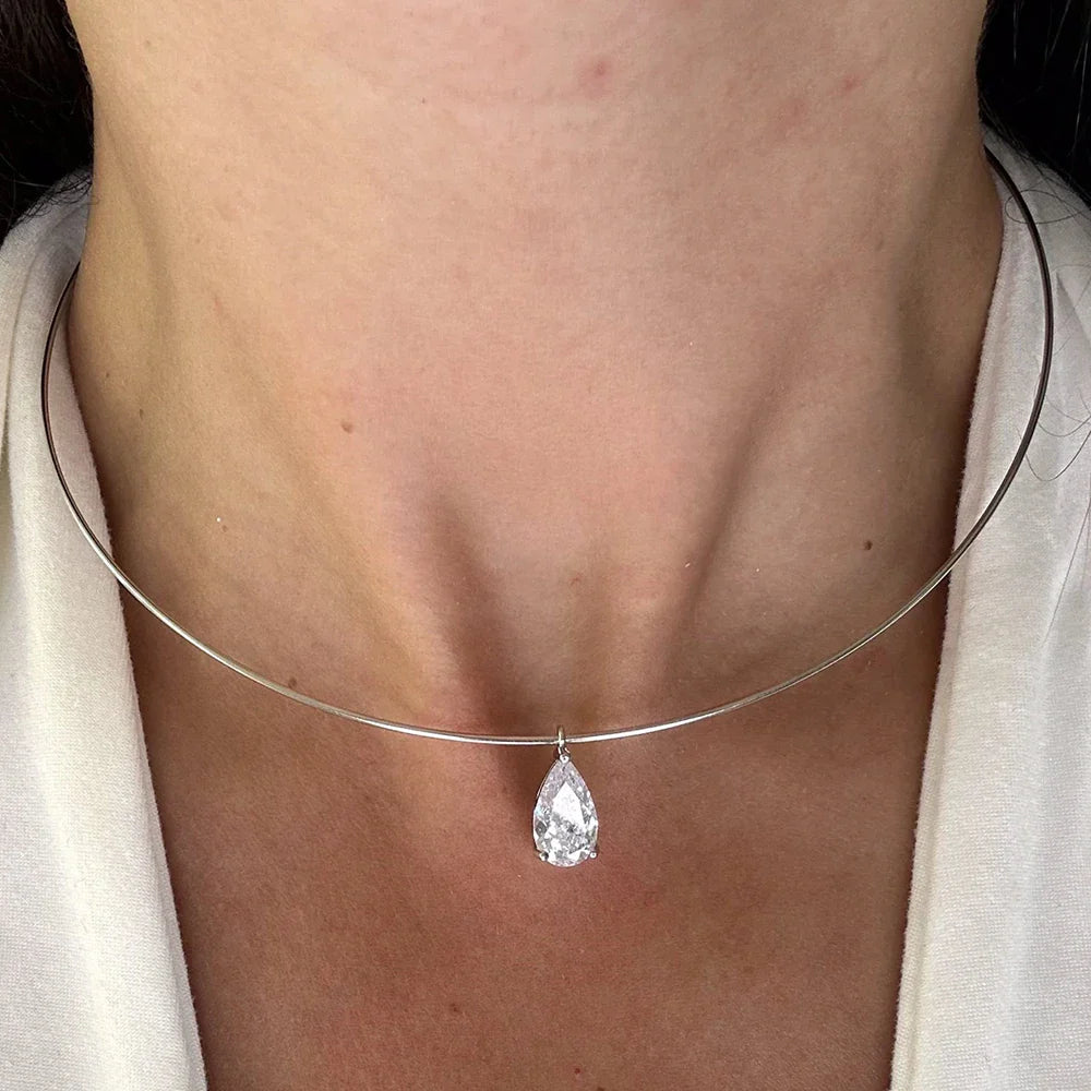 1.8carat Solitaire Pear Cut Moissanite Diamond Pendant Necklace 925 Sterling Silver Waterdrop Shape Necklaces Choker for Women