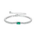 925 Sterling Silver Green Cubic Zirconia Tennis Bracelet Classic Adjustable Link Bracelet for Women Fine Jewelry BSB179