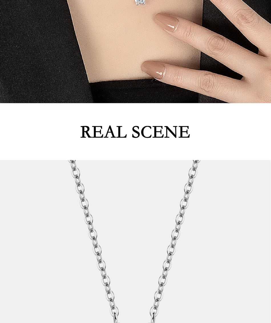 0.5-2CT Moissanite Necklace for Women S925 Pure Silver Classic Bull Head Laboratory Diamond Pendant Luxury Jewelry