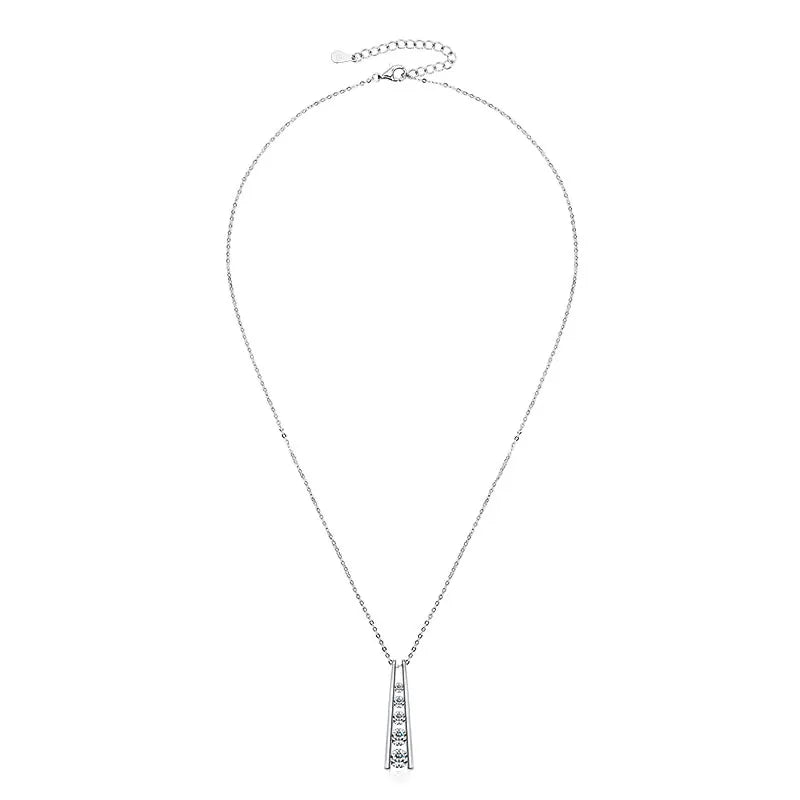 Exquisite Geometric Trapezoid Pendant Necklace 925 Sterling Silver Round Full Moissanite Necklaces for Women Jewelry Gift