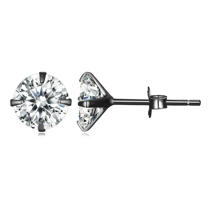 CZ Stud Earrings 925 Sterling Silver Platinum Plated Round Cubic Zirconia Hypoallergenic Barbell Earrings 4-7mm