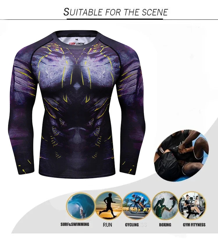 Men Sun Ptotection Fabric Gym Fitness long Sleeve Rashguard Spandex Quickly Dry jiu jitsu No Gi Rash Guard Bjj Grappling Shirts