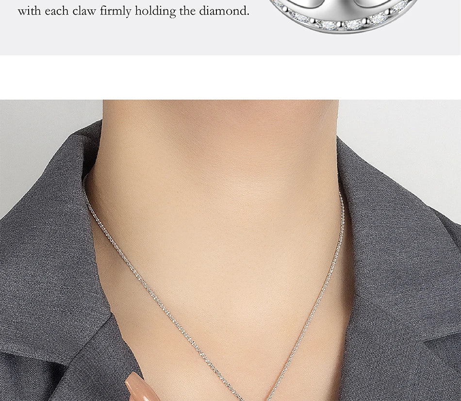 1/2CT Moissanite Necklace for Women S925 Pure Silver Sparkling Crown Diamond Pendant Luxurious Wedding Jewelry